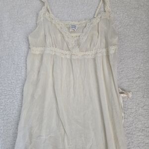 Hanky Panky Ivory Sheer Mesh Lace Chemise With Satin Ribbon Nwot